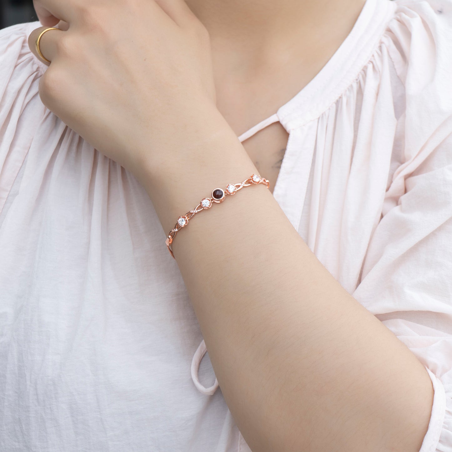 Custom Cubic Zirconia Photo Bracelet