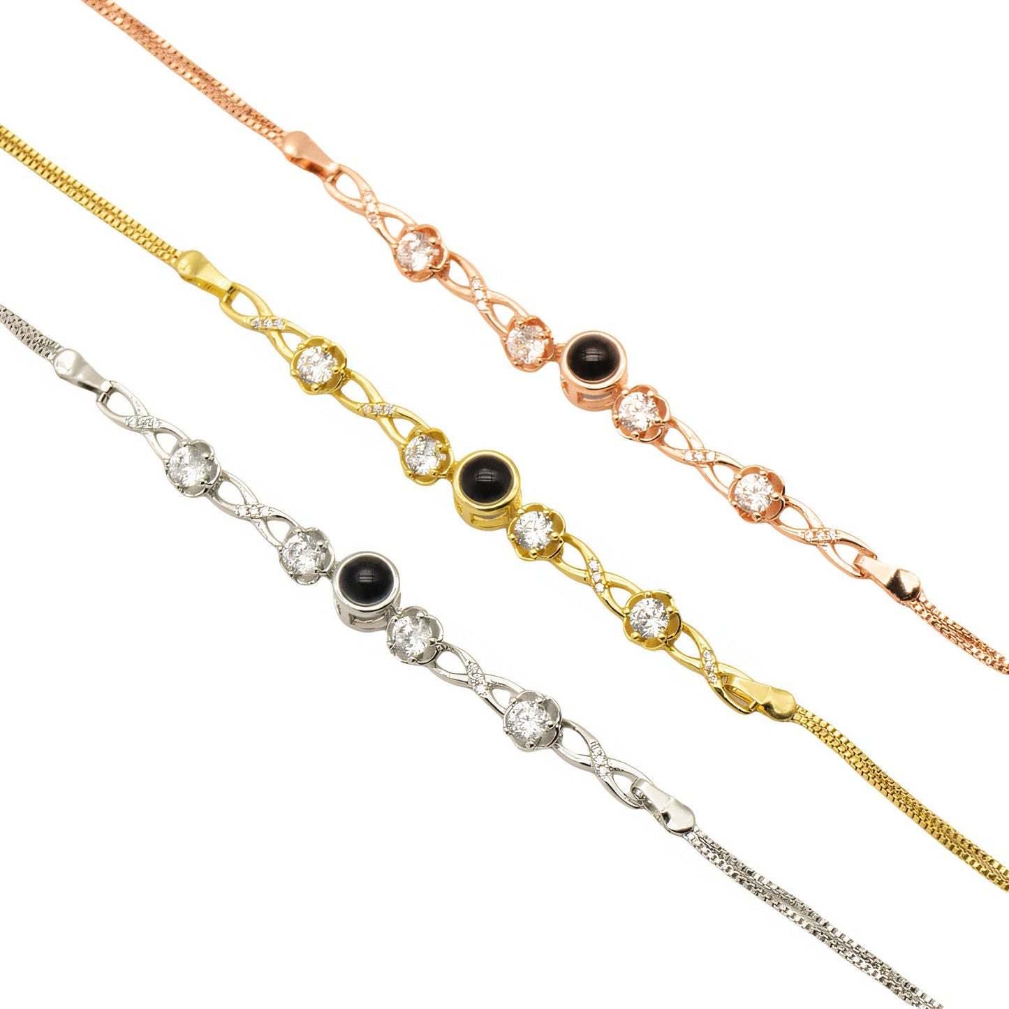 Custom Cubic Zirconia Photo Bracelet