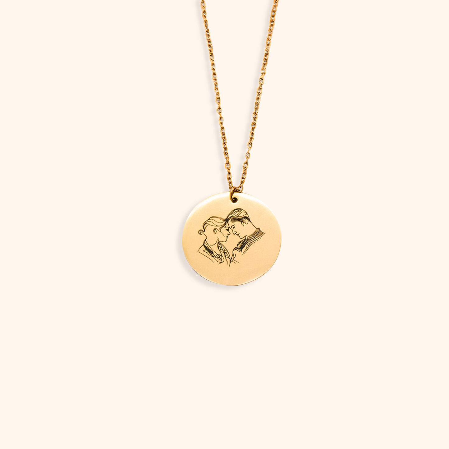 Personalized Print Round Charm Necklace
