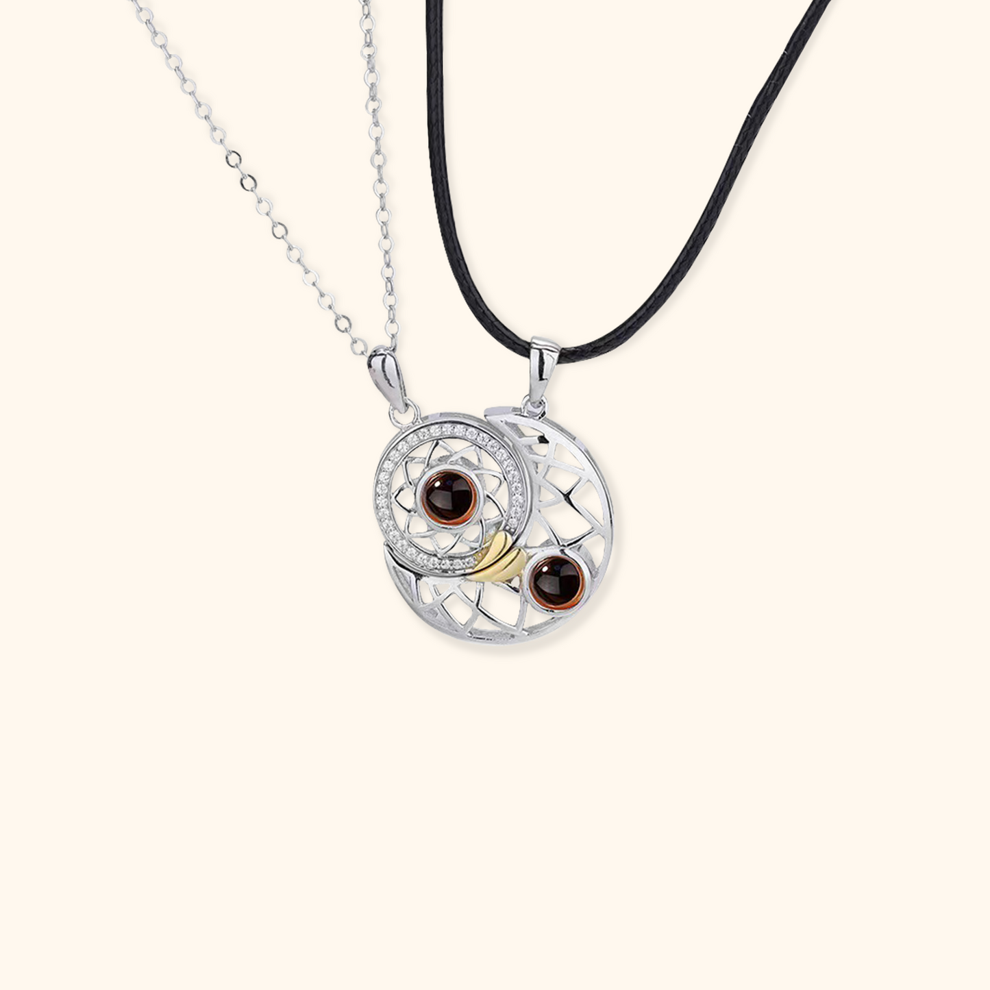 Sun and Moon Couple Projection Necklace