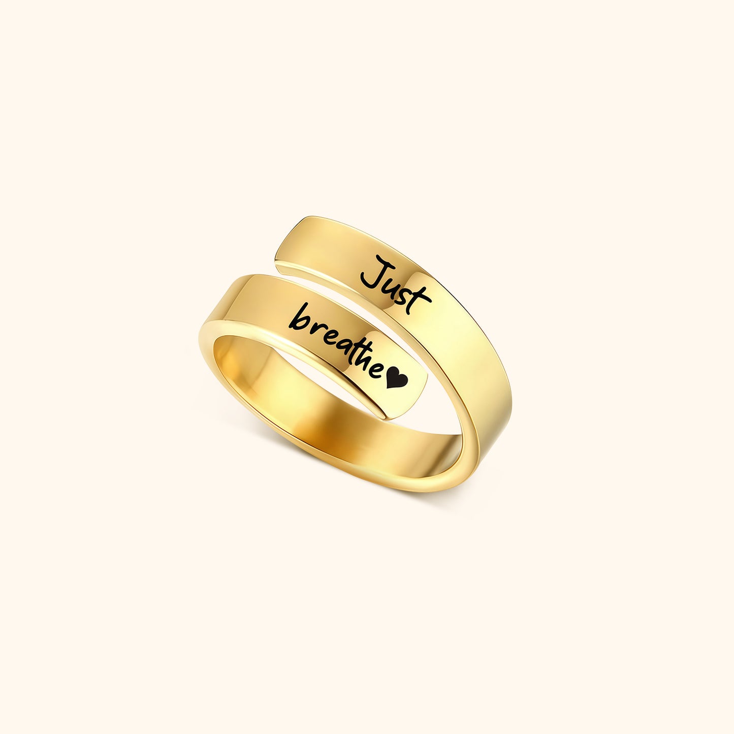 Just Breathe Quote Ring with Message Card