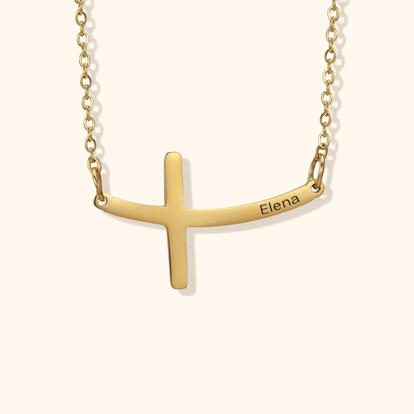 Personalized Curved Cross Necklace