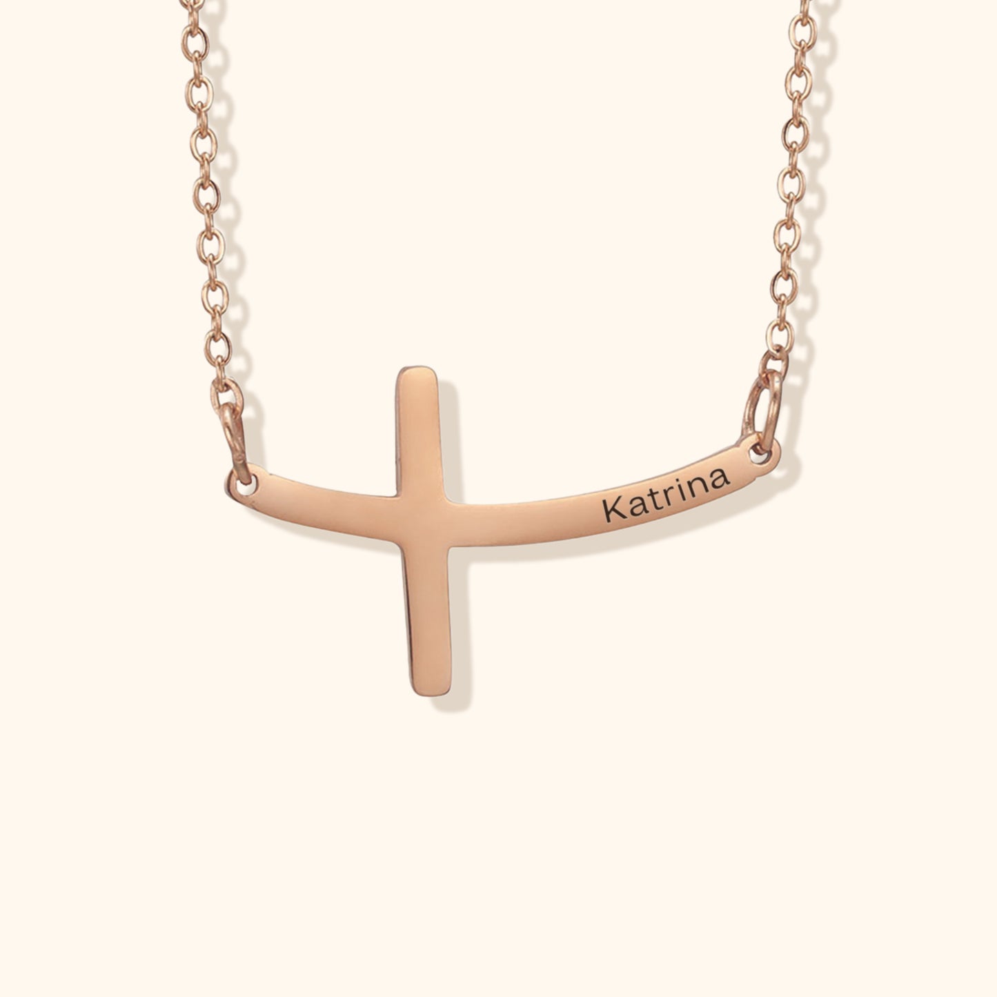 Personalized Curved Cross Necklace