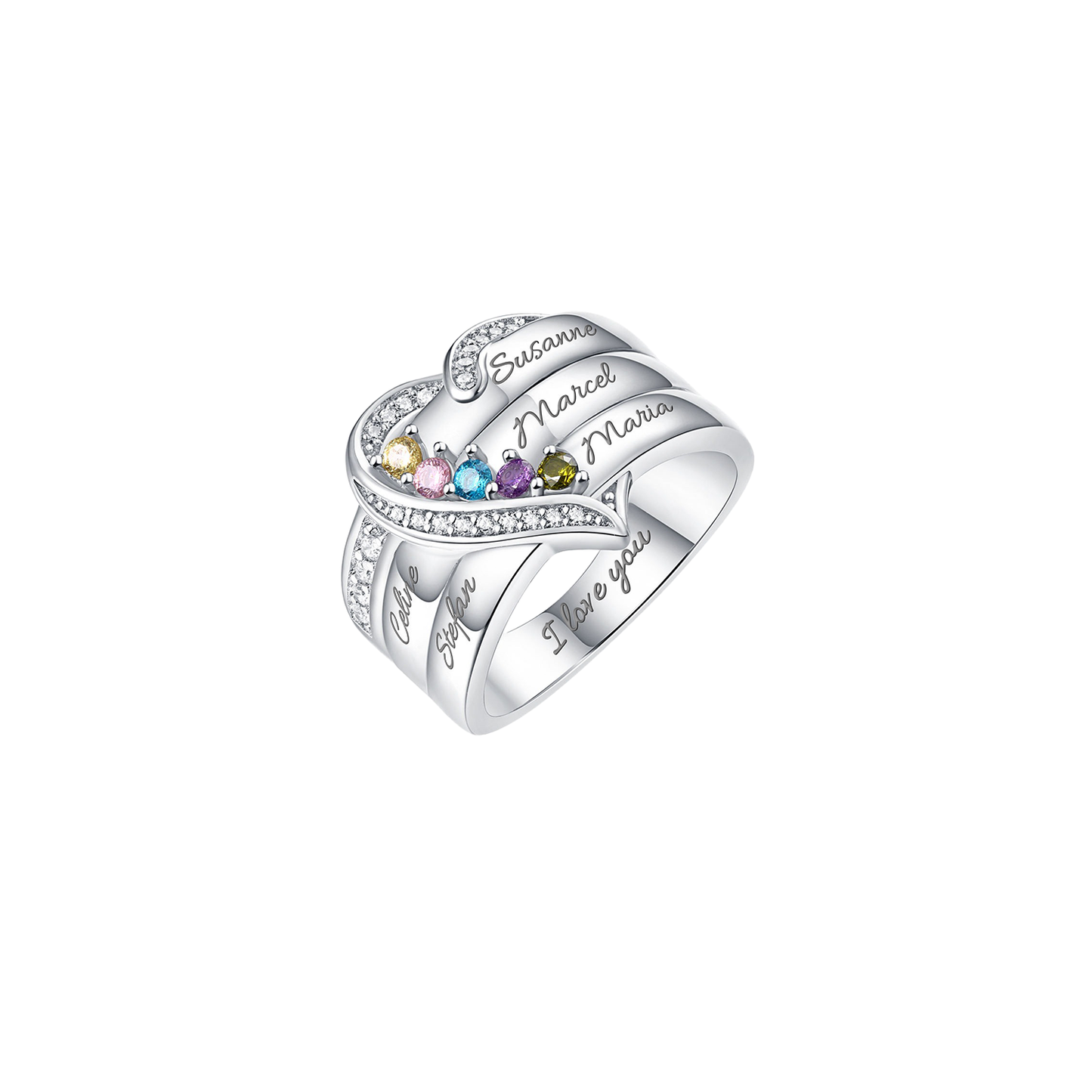 Personalized Name Birthstone Ring