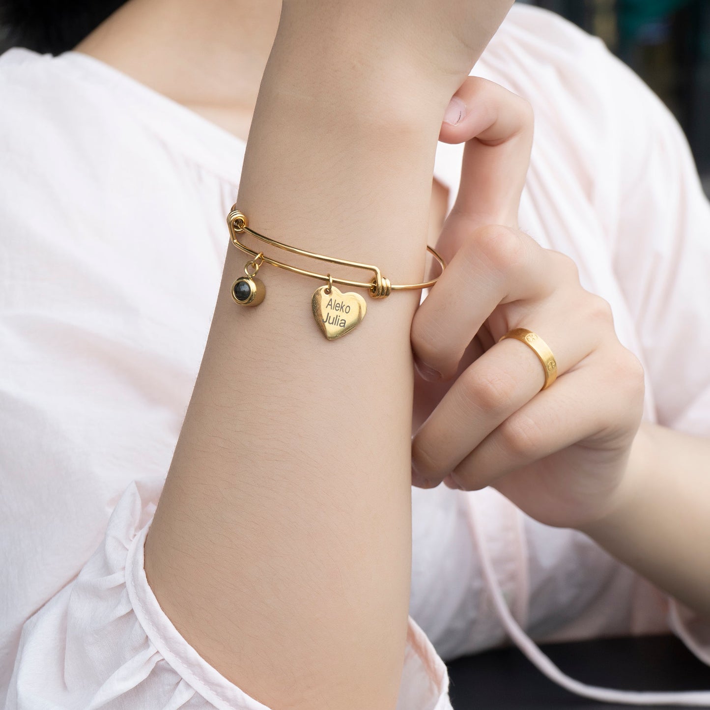 Personalized Name Charm Photo Projection Bracelet