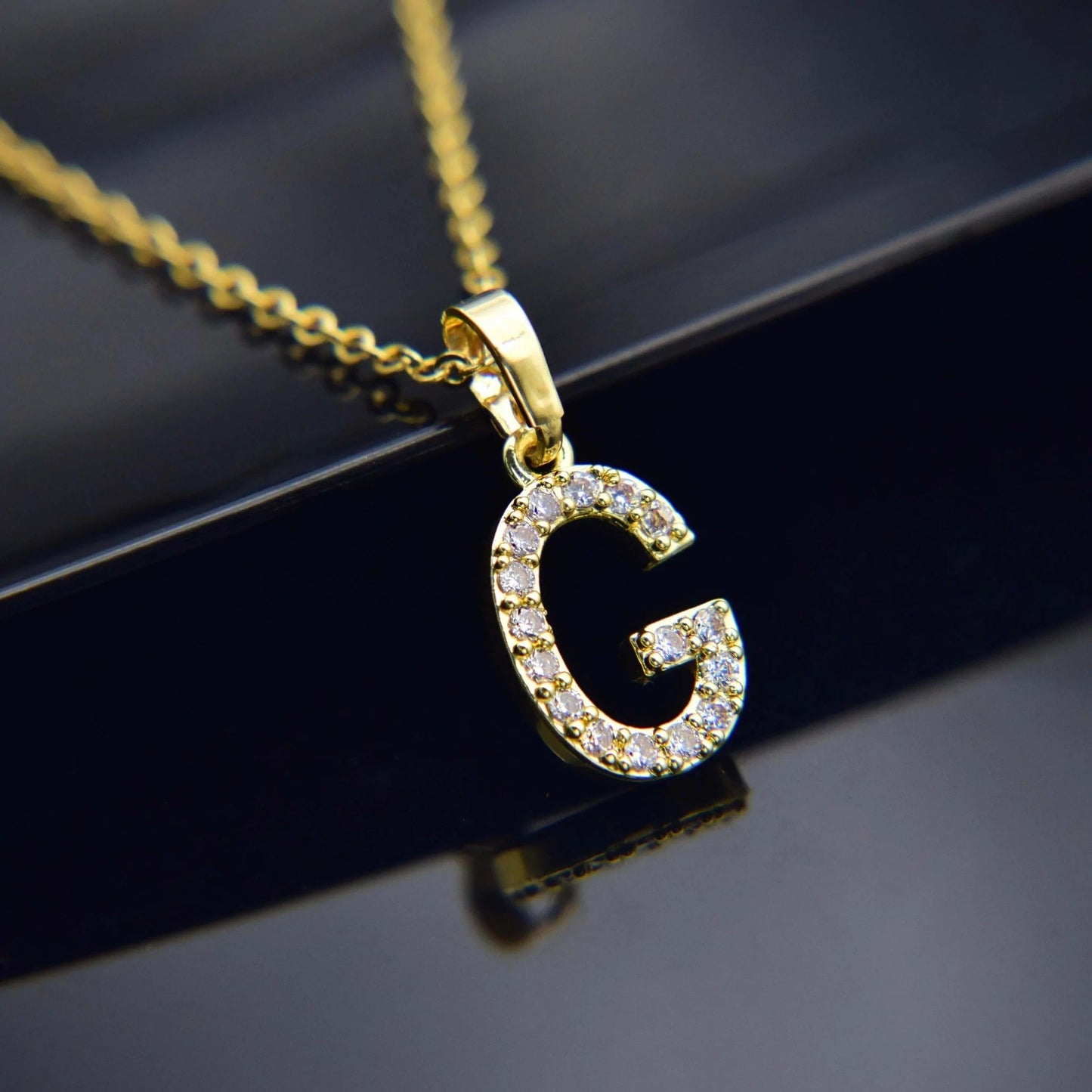 Cubic Zirconia Initial Necklace
