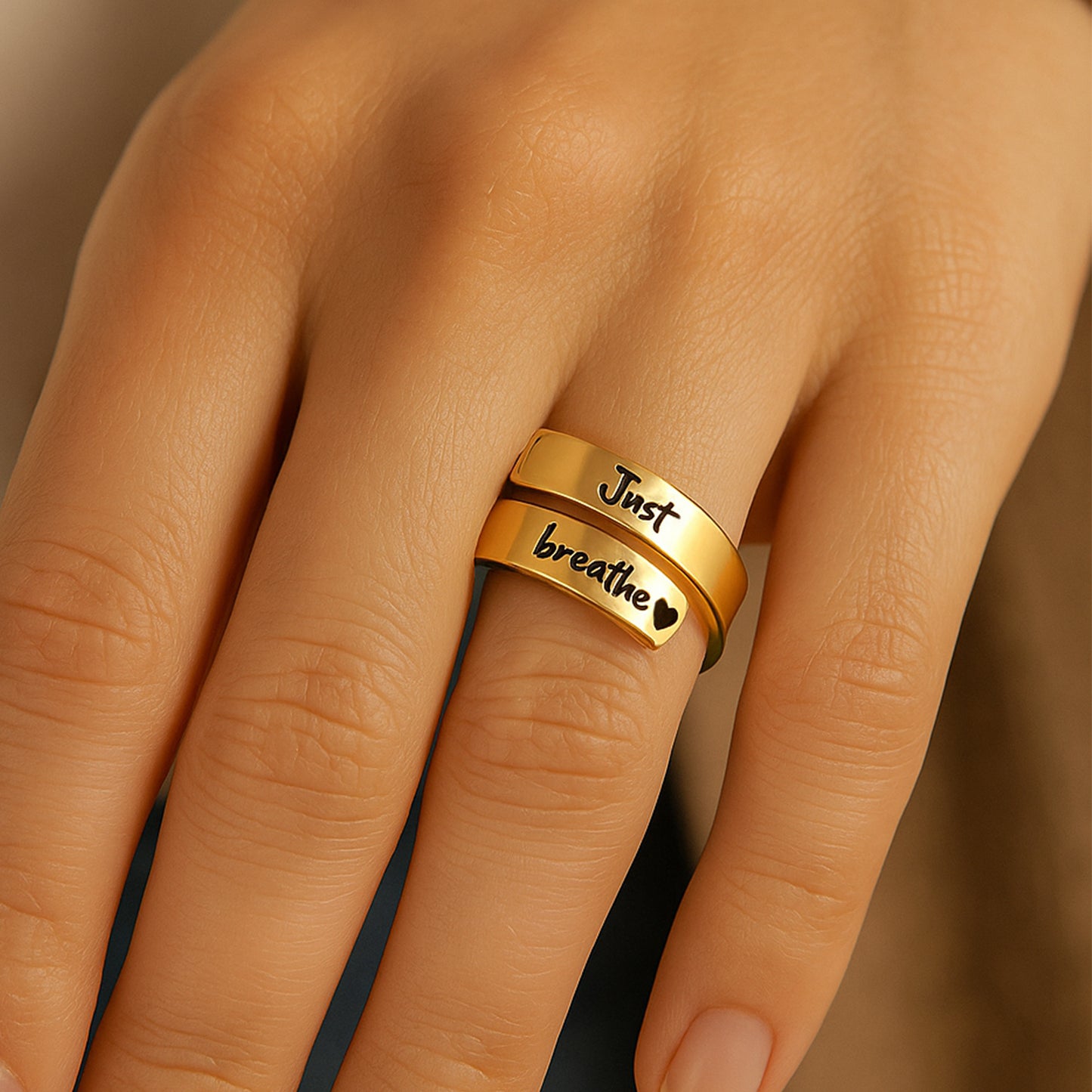 Just Breathe Quote Ring with Message Card