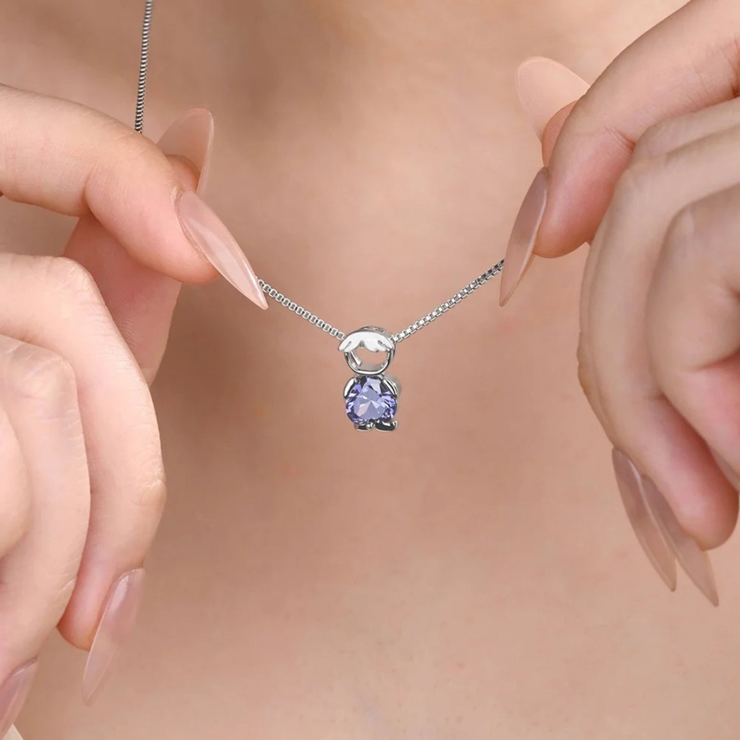 Classic Girl & Boy Birthstone Necklace