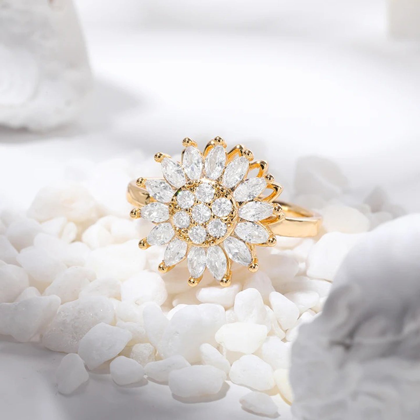 Sunflower Sparkle Spinning Ring