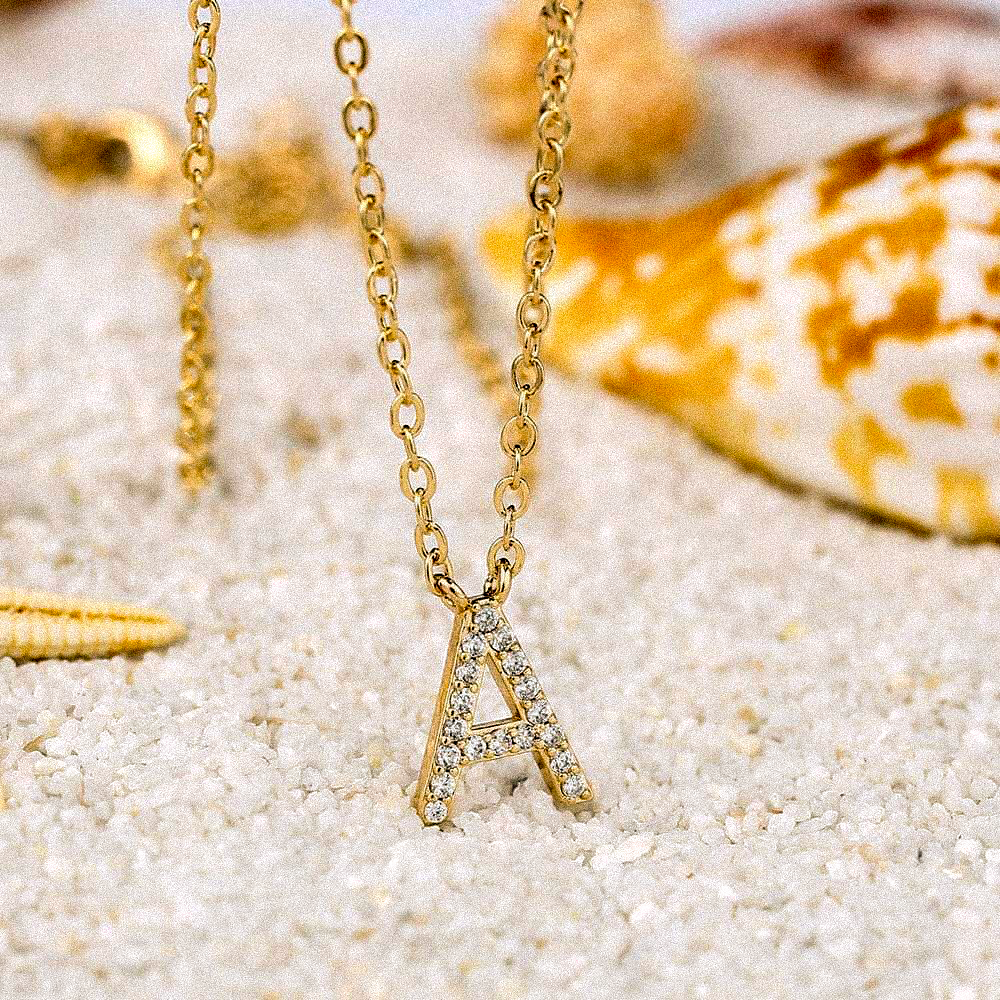 Cubic Zirconia Initial Necklace