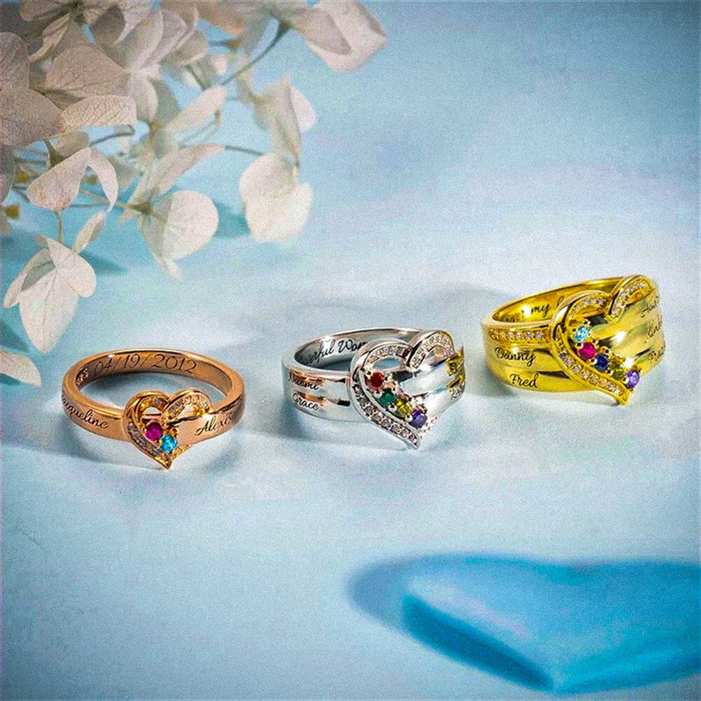 Personalized Name Birthstone Ring