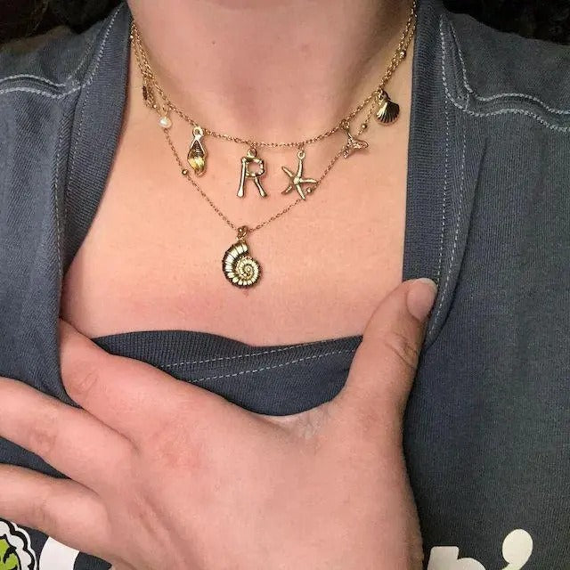 Ocean Gold Initial Necklace