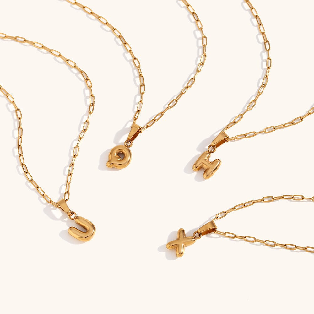 Bubble Letter Charm Necklace
