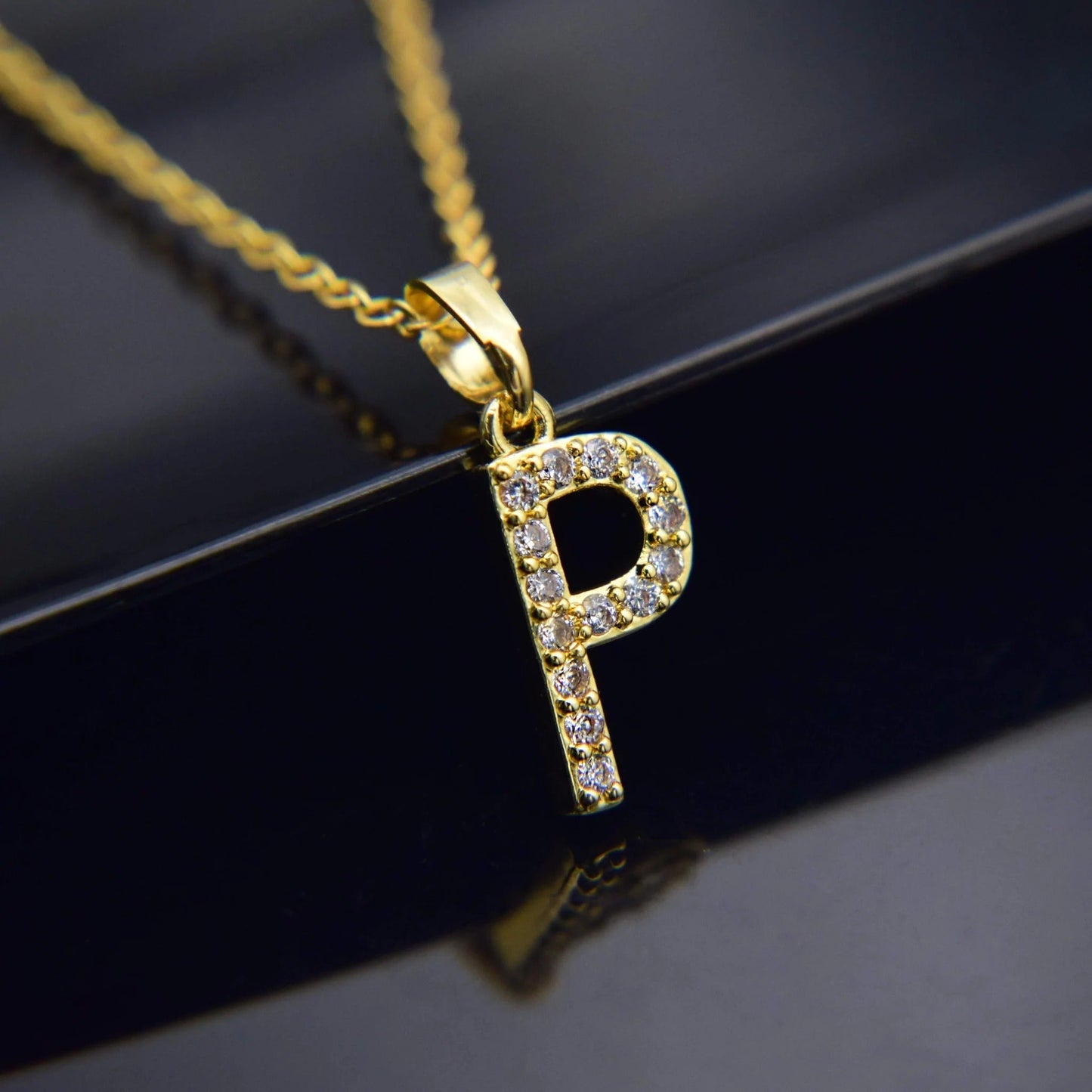 Cubic Zirconia Initial Necklace