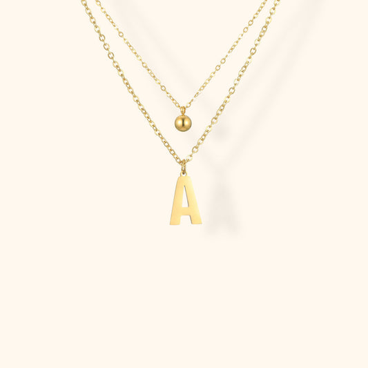 Layered Initial Letter Necklace