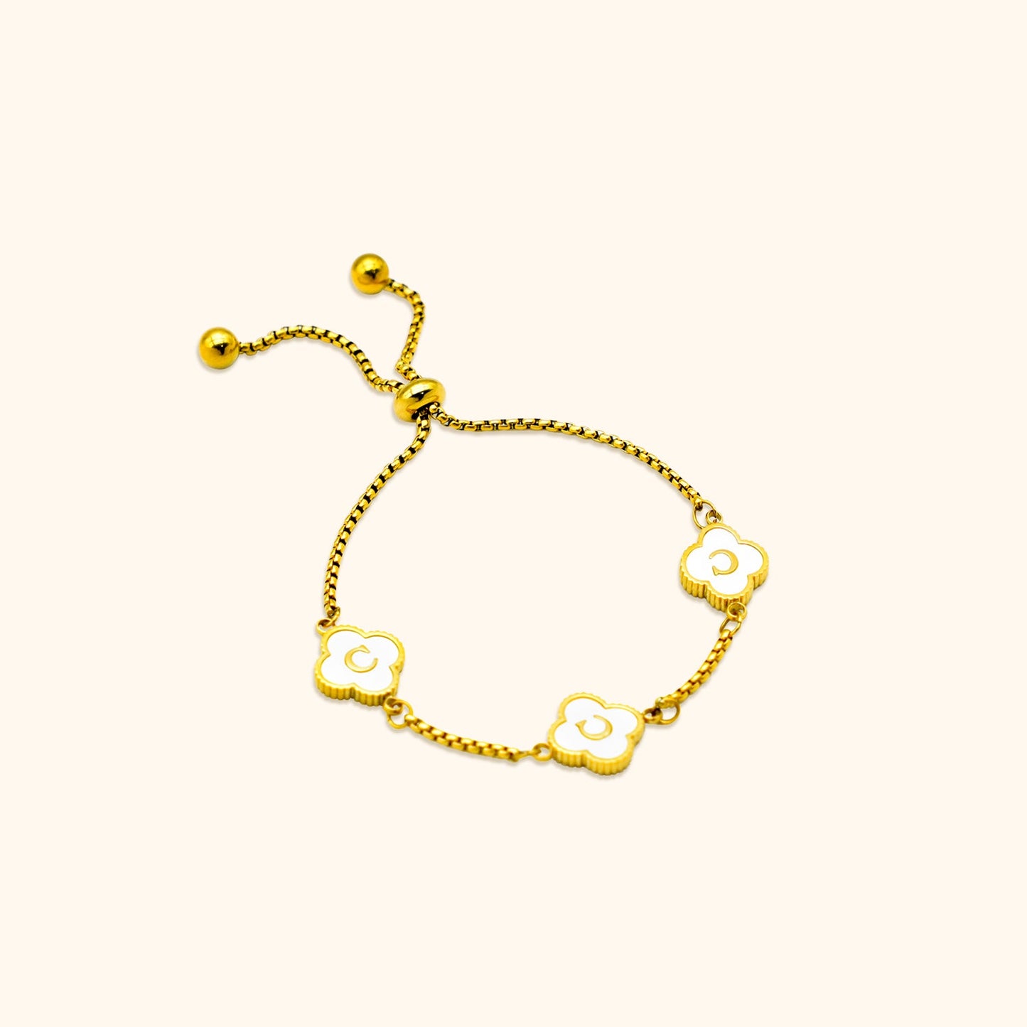 Pearl Clover Name Bracelet