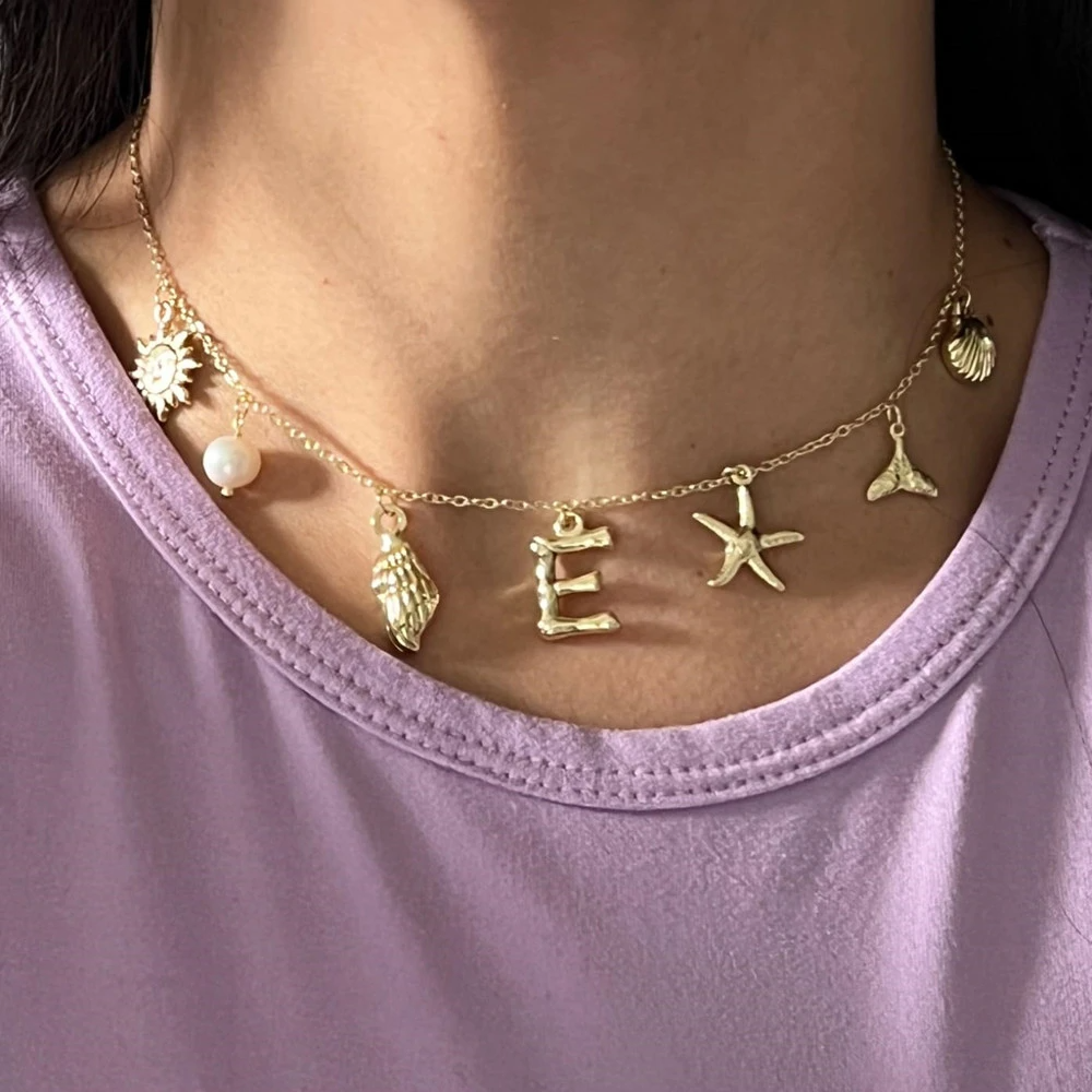 Ocean Gold Initial Necklace