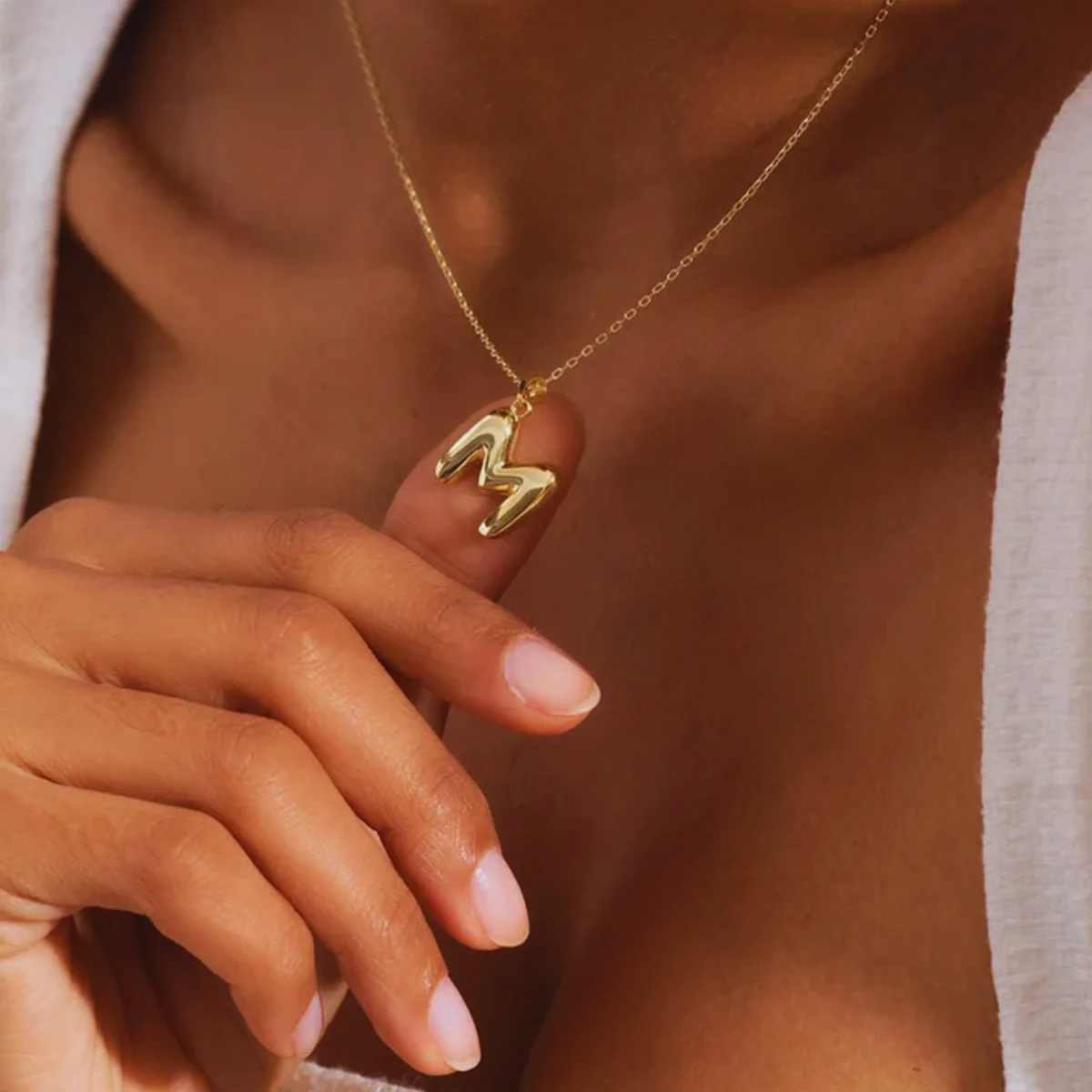 Bubble Letter Charm Necklace