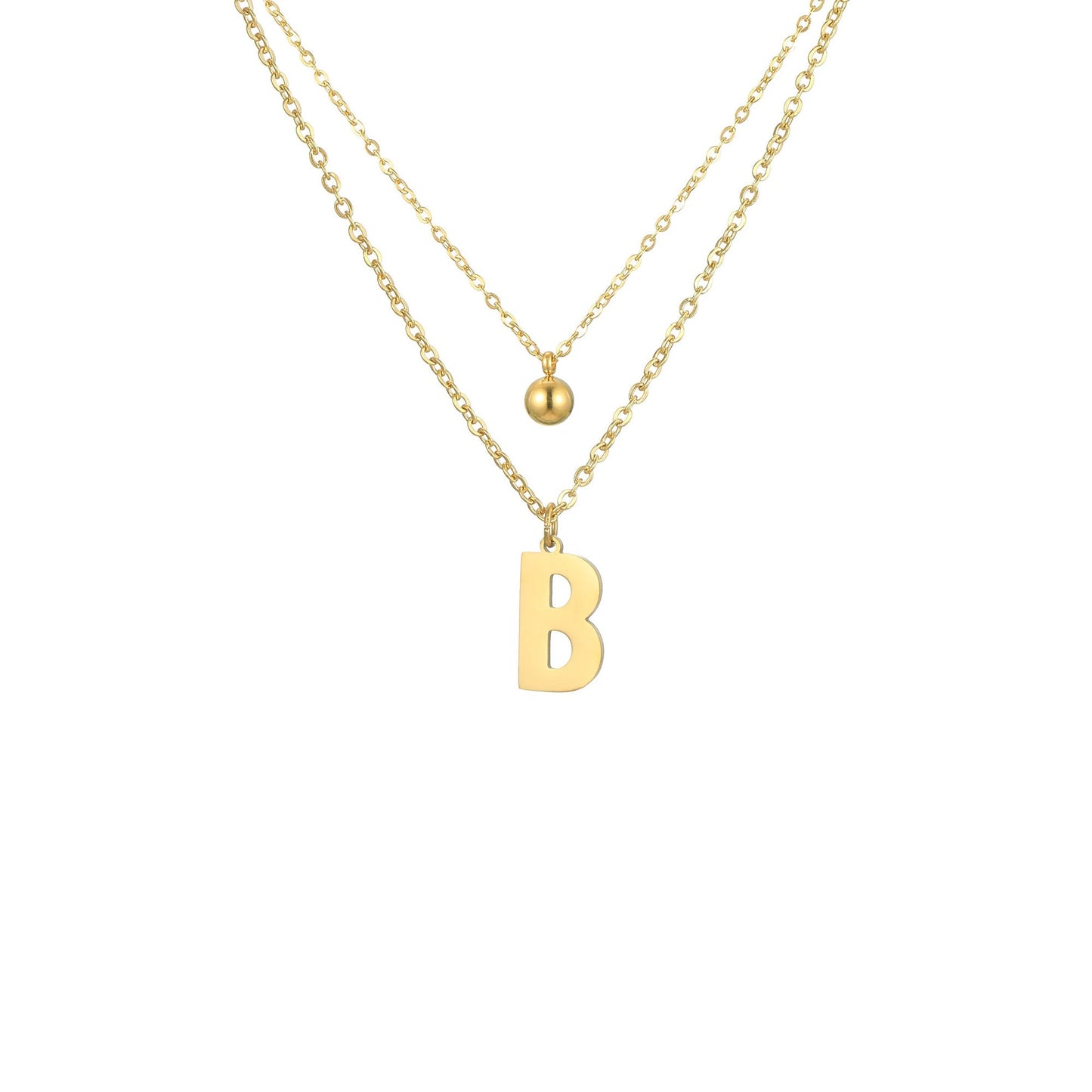 Layered Initial Letter Necklace