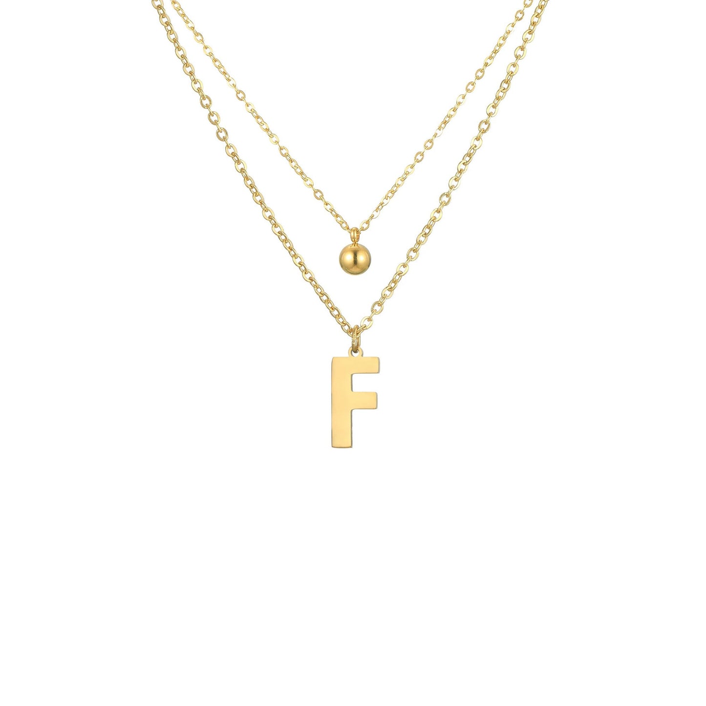 Layered Initial Letter Necklace