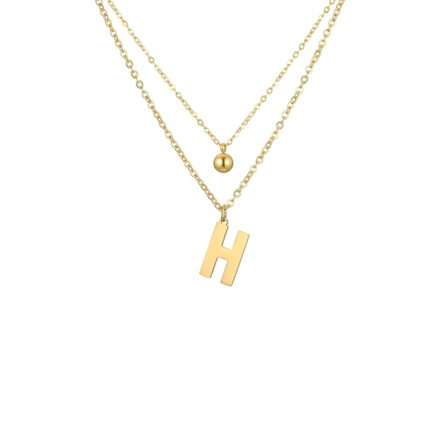 Layered Initial Letter Necklace