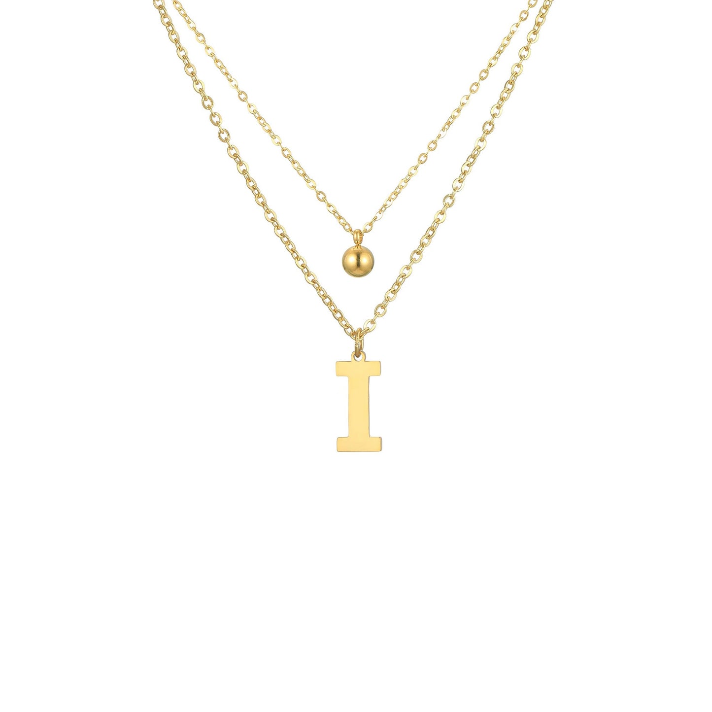 Layered Initial Letter Necklace