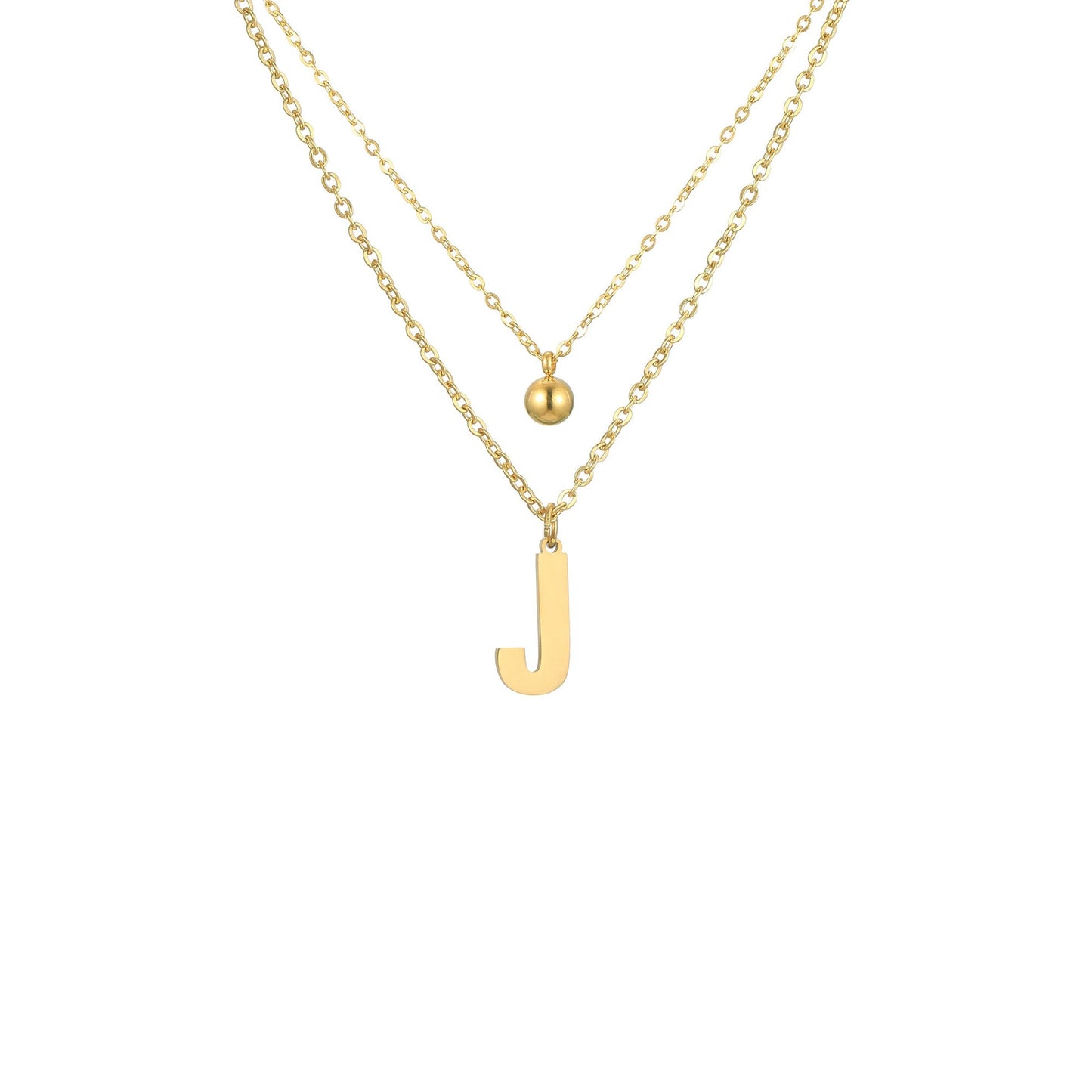 Layered Initial Letter Necklace