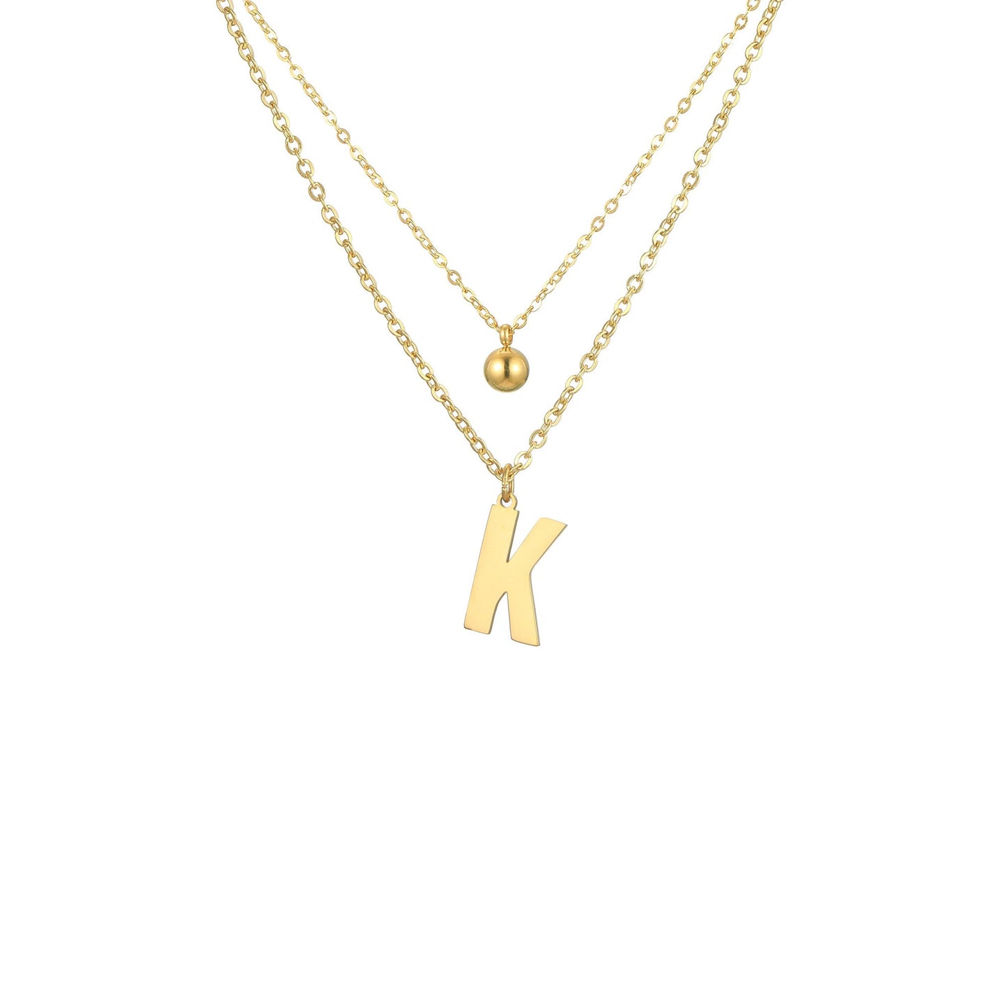 Layered Initial Letter Necklace