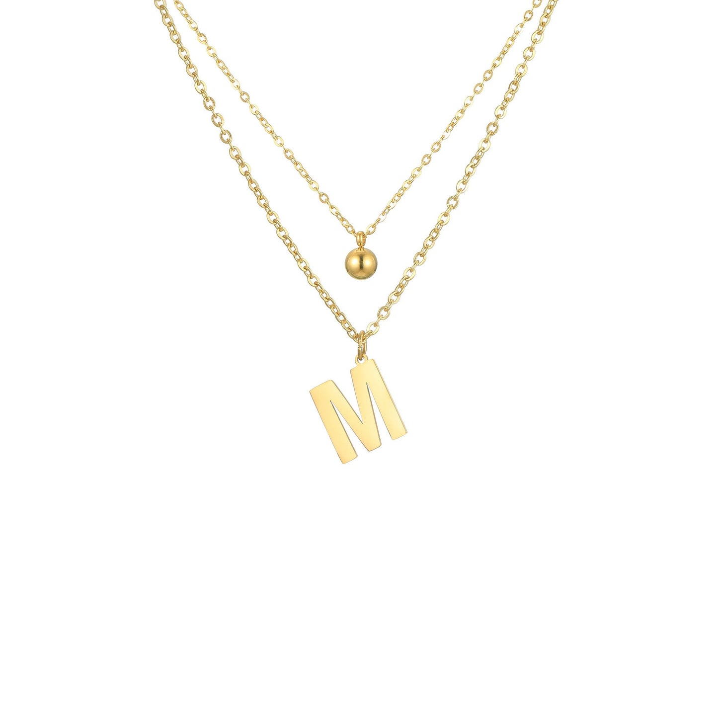 Layered Initial Letter Necklace