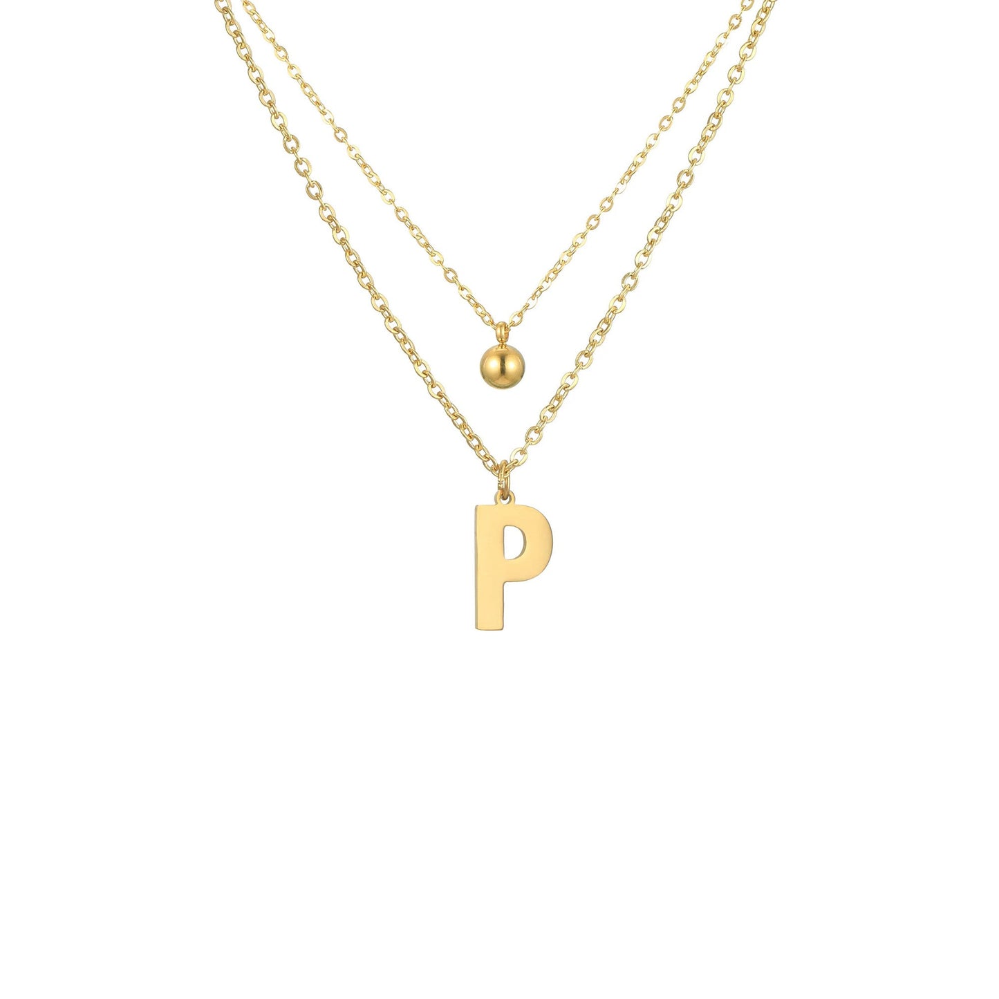 Layered Initial Letter Necklace