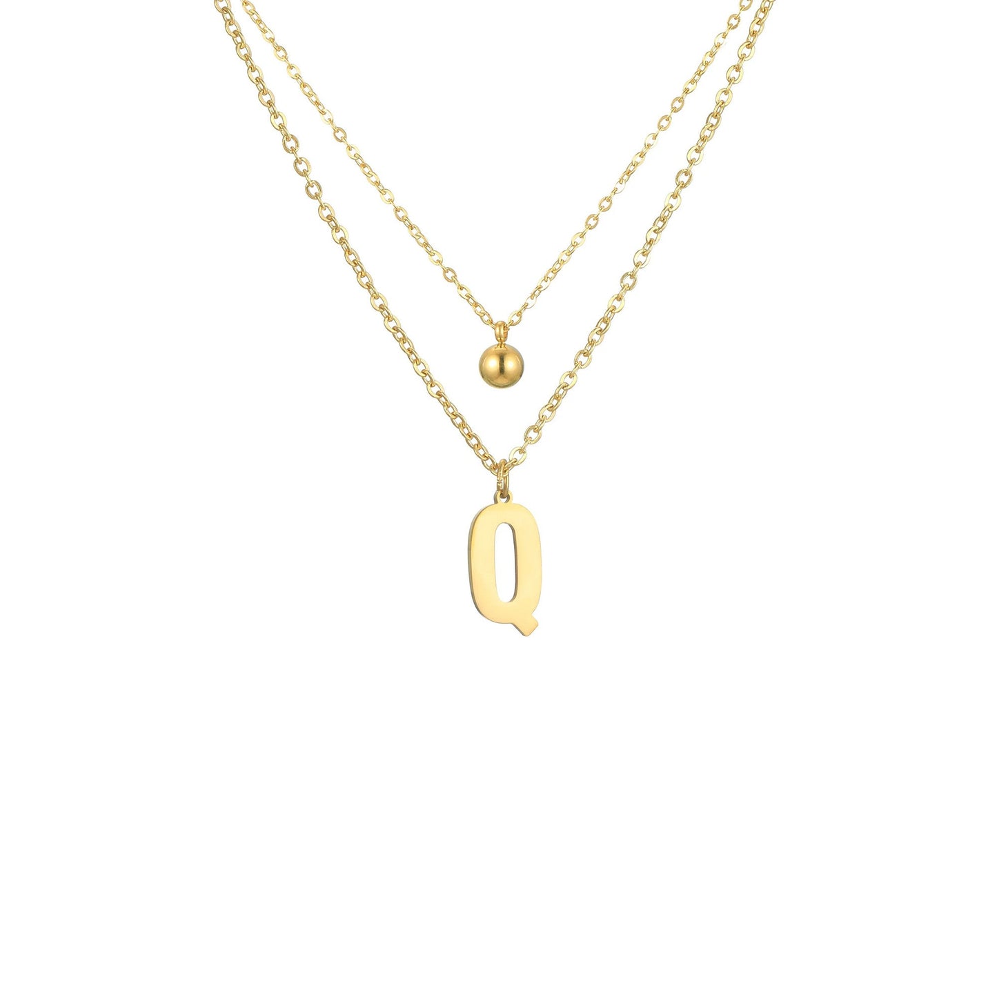 Layered Initial Letter Necklace