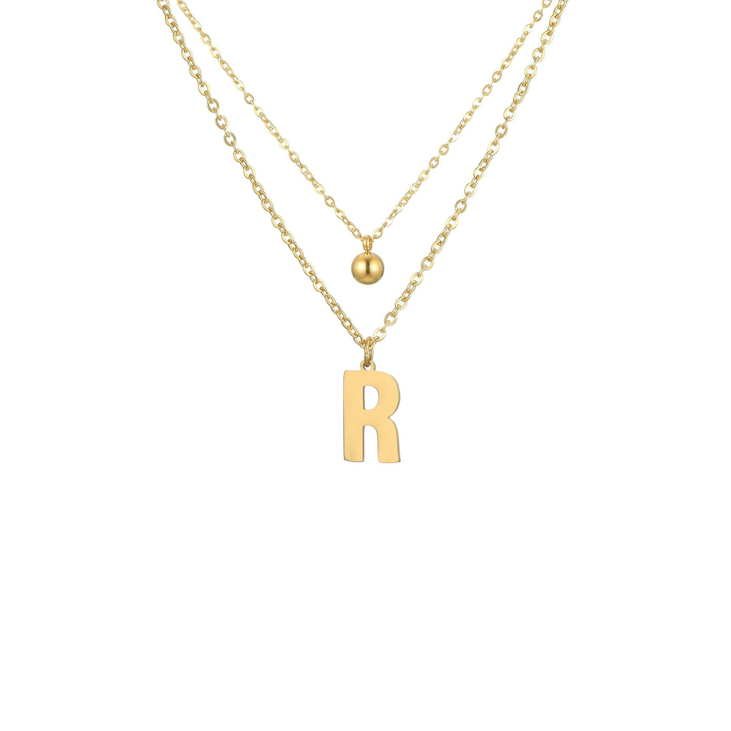 Layered Initial Letter Necklace