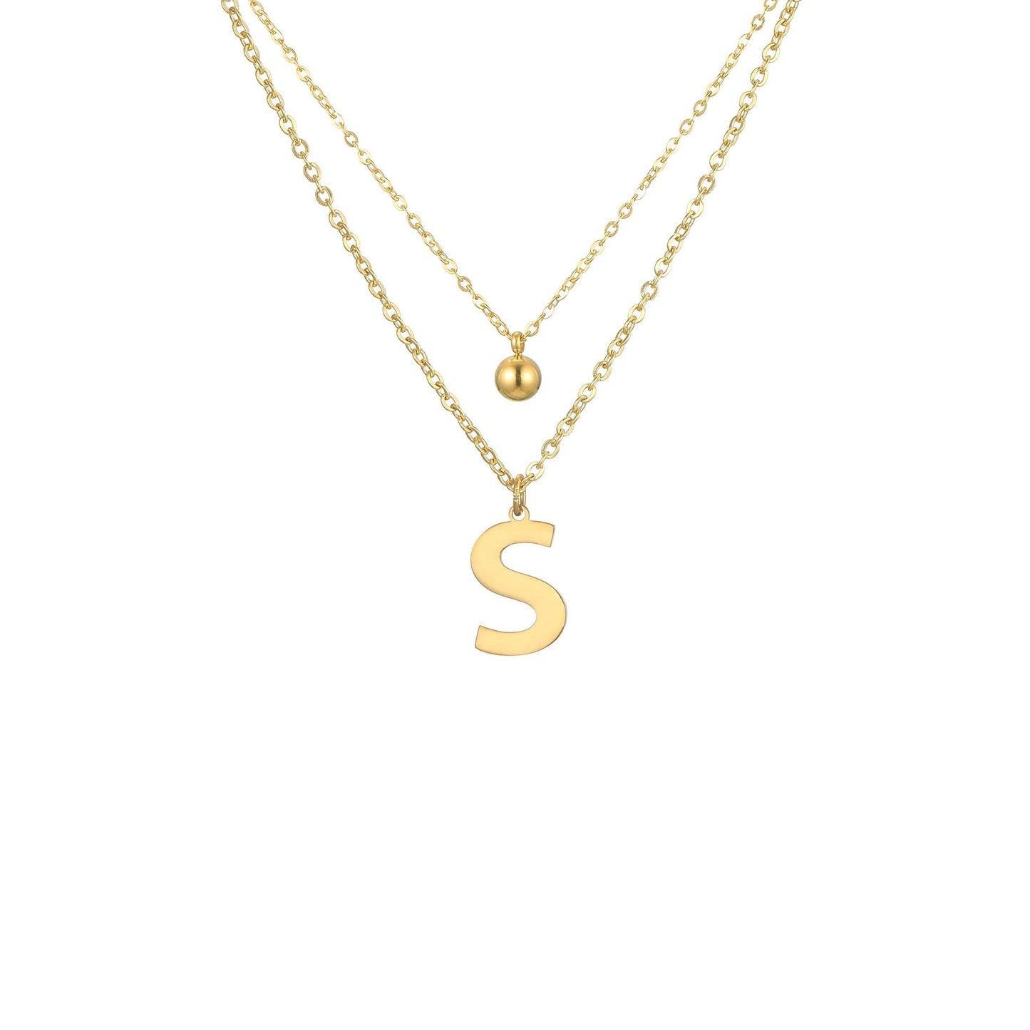 Layered Initial Letter Necklace