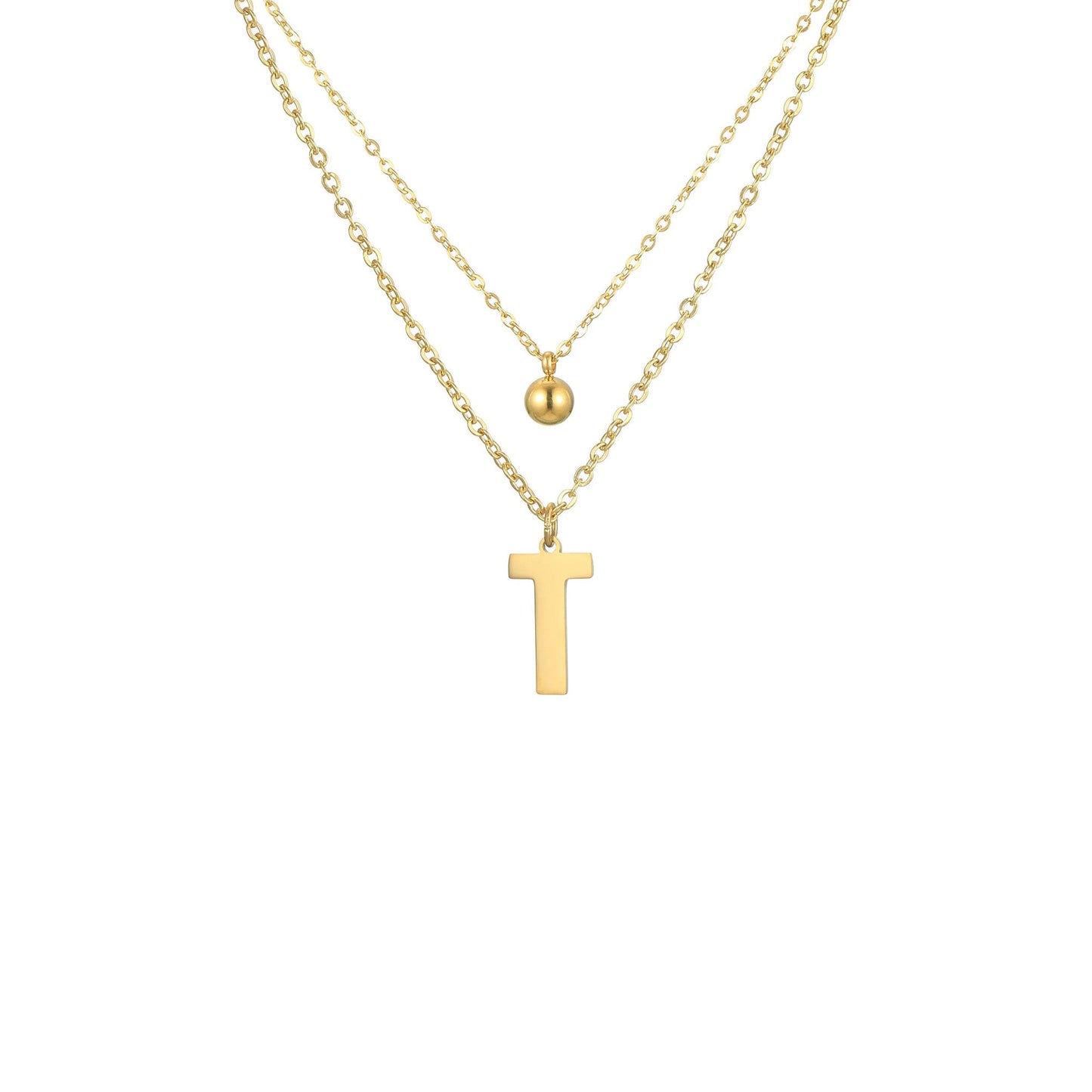Layered Initial Letter Necklace