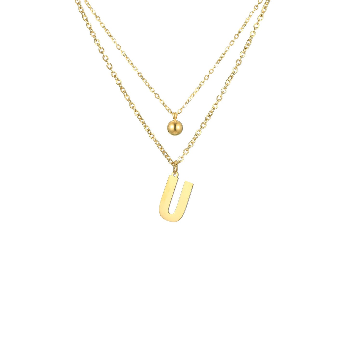 Layered Initial Letter Necklace