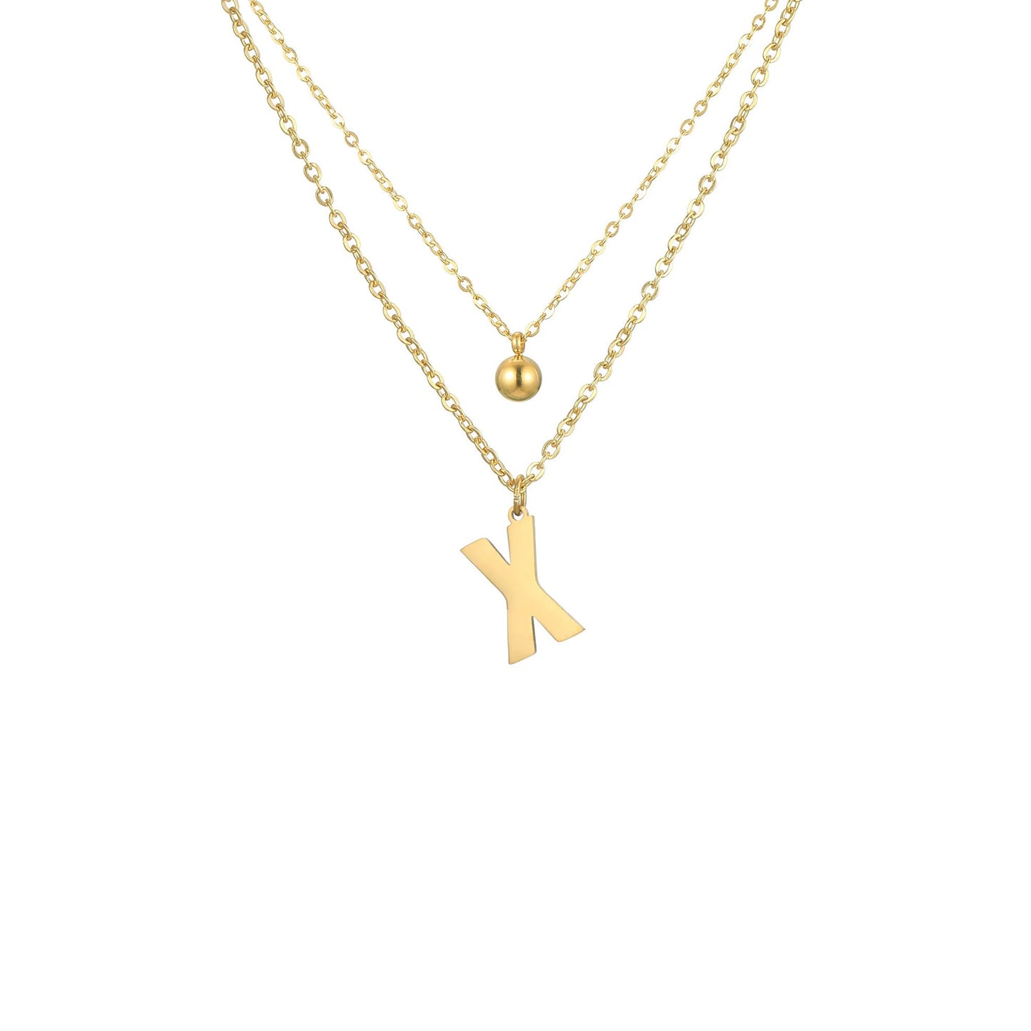 Layered Initial Letter Necklace
