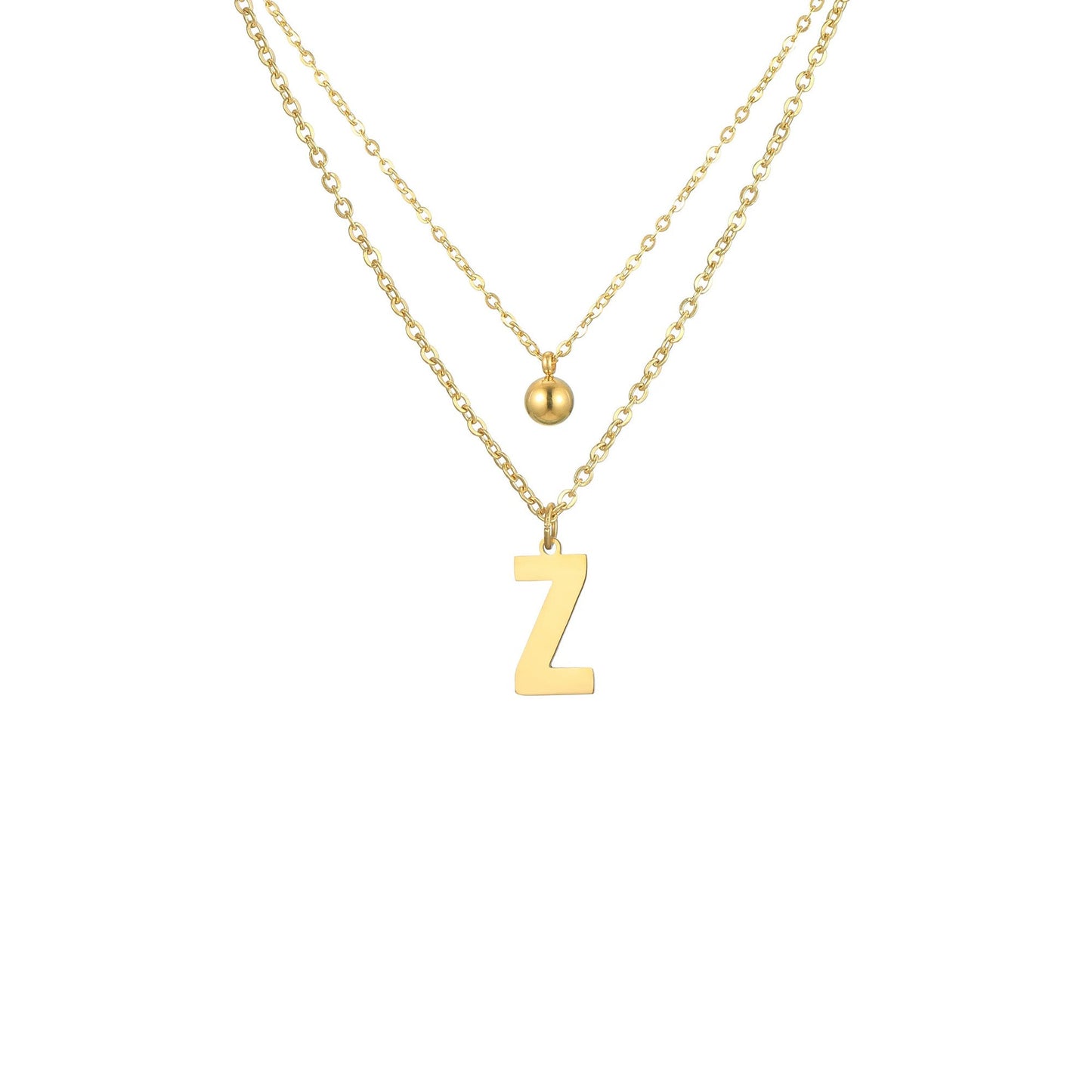 Layered Initial Letter Necklace