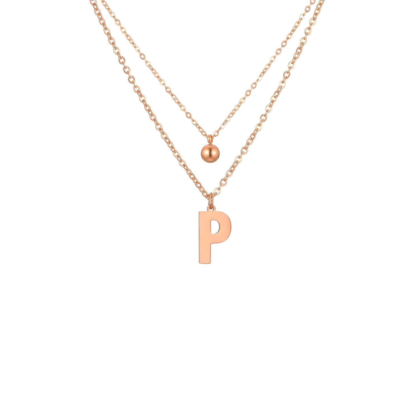 Layered Initial Letter Necklace