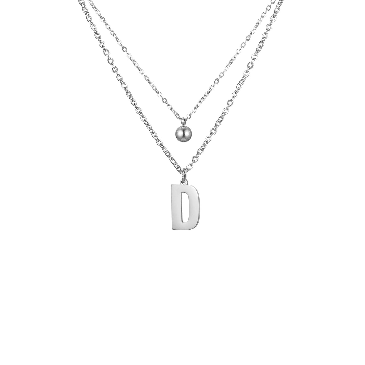 Layered Initial Letter Necklace