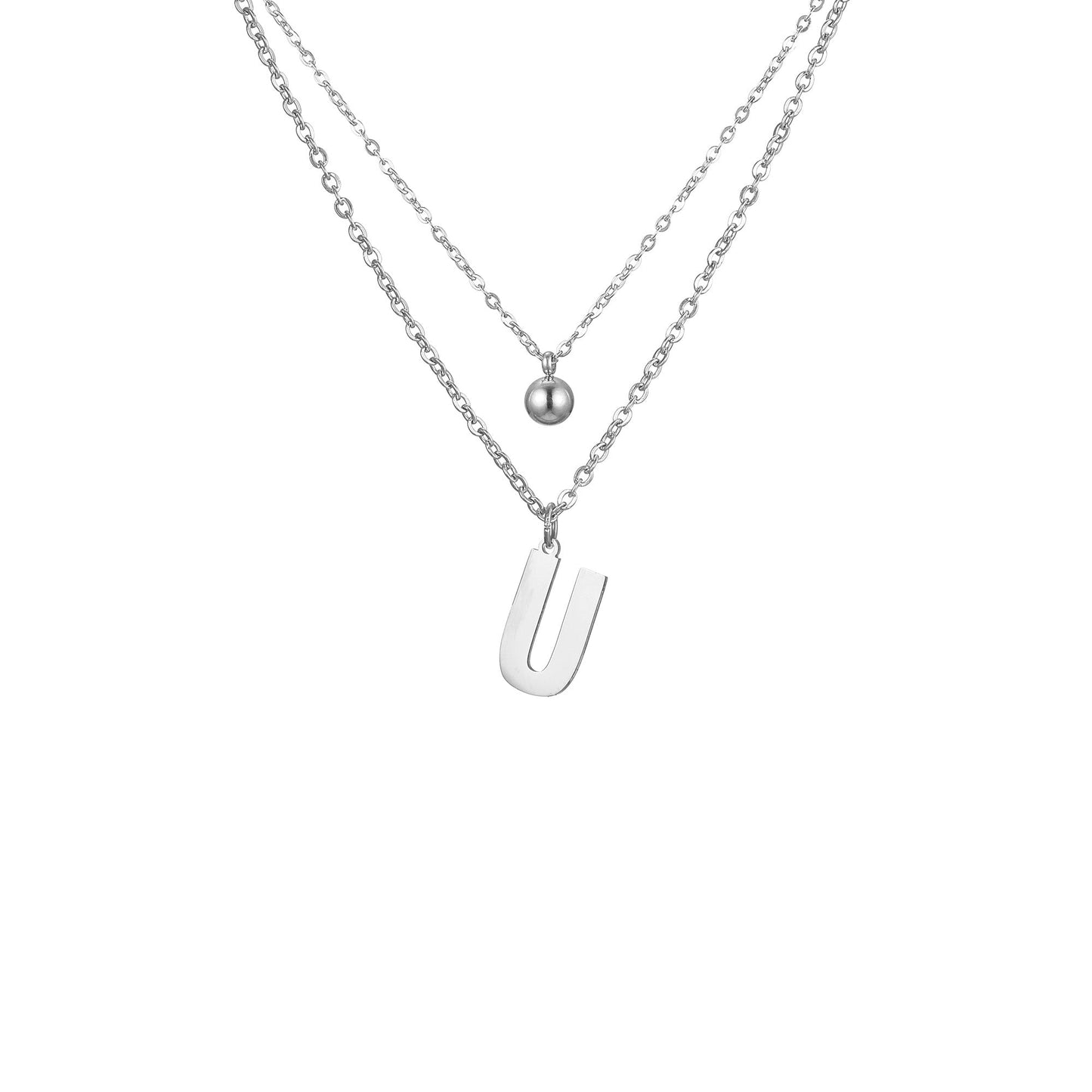 Layered Initial Letter Necklace