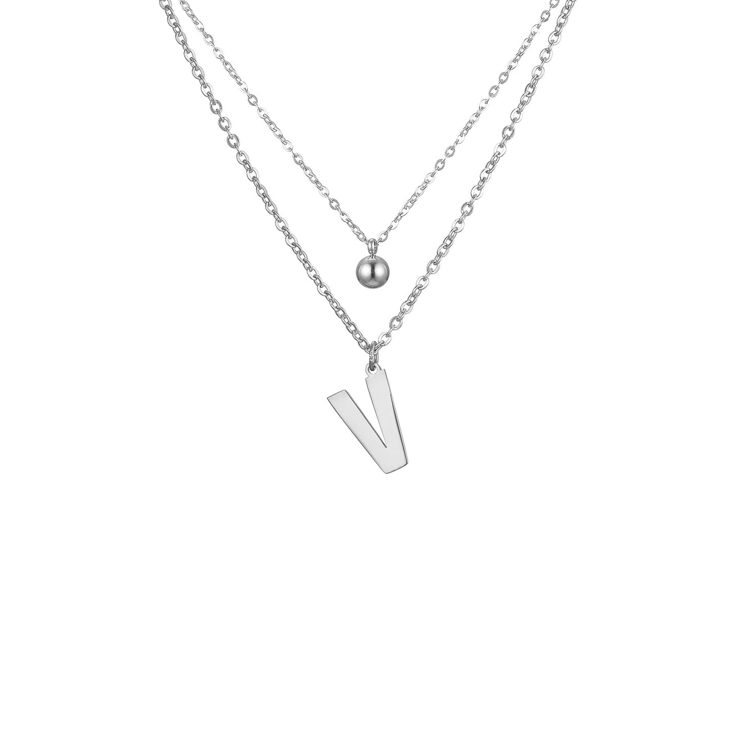 Layered Initial Letter Necklace
