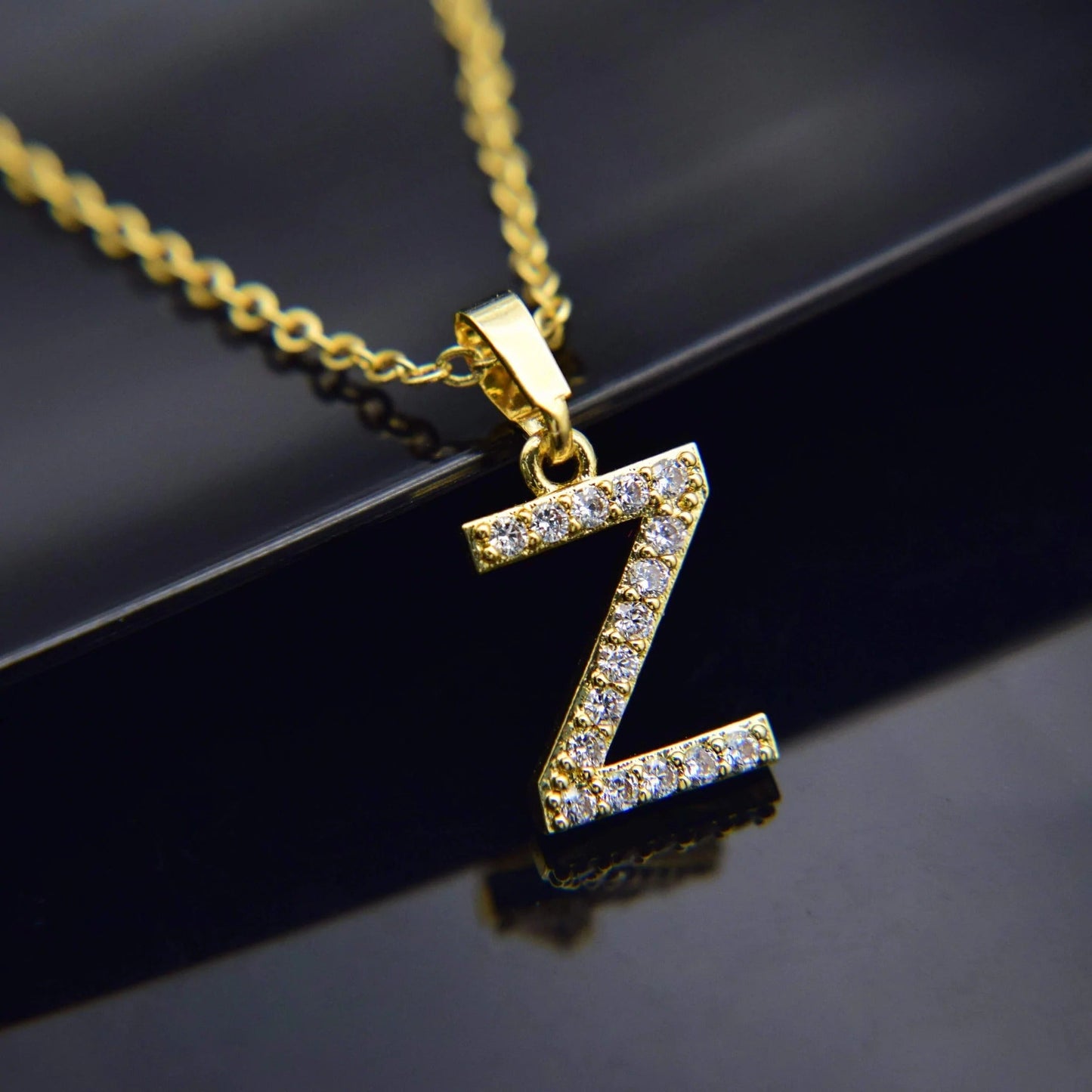 Cubic Zirconia Initial Necklace