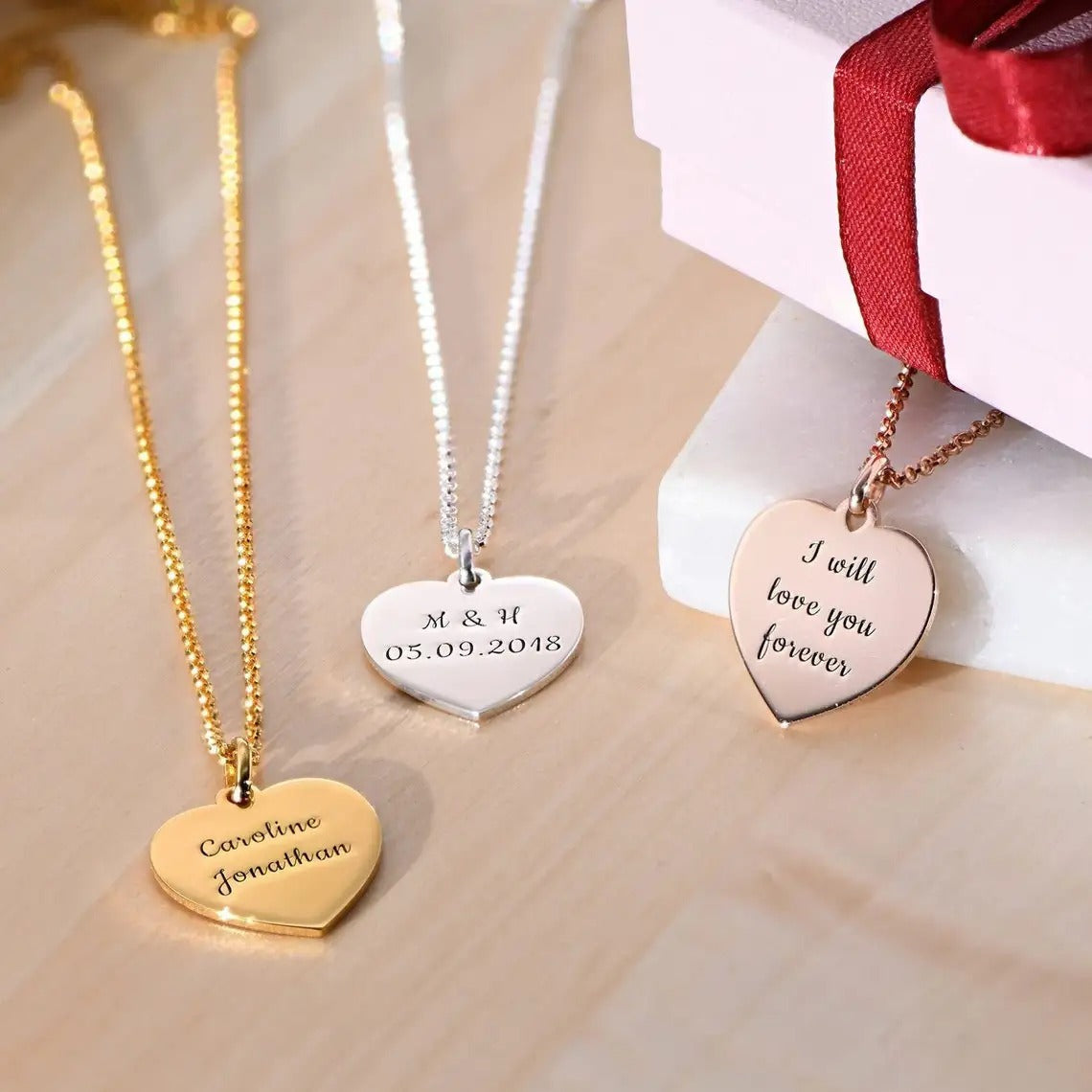 Custom Engraving Heart Necklace