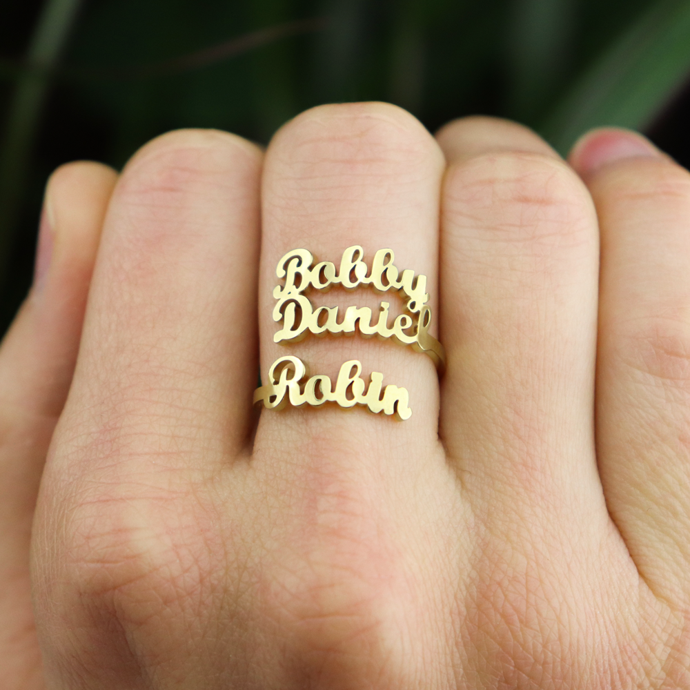 Luxury Custom Three Name Ring
