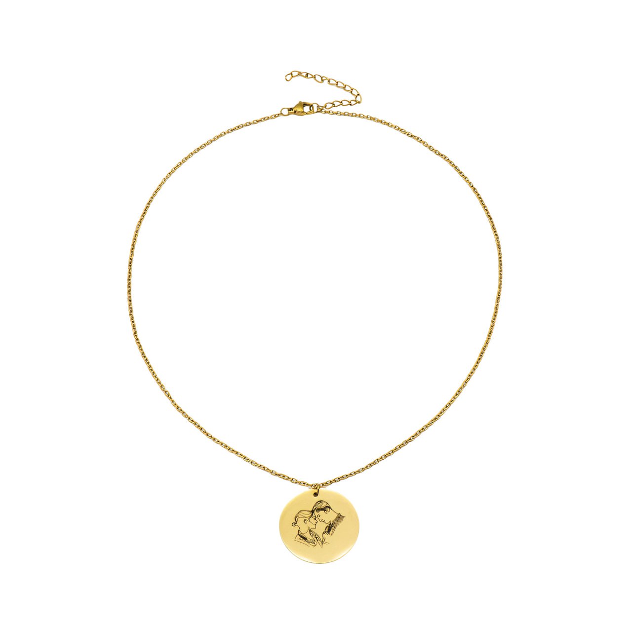 Personalized Print Round Charm Necklace