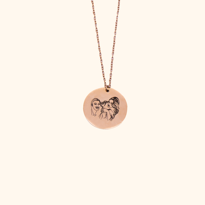 Personalized Print Round Charm Necklace