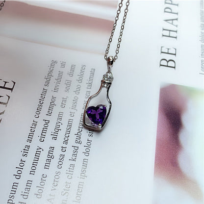Message in a Bottle Birthstone Necklace