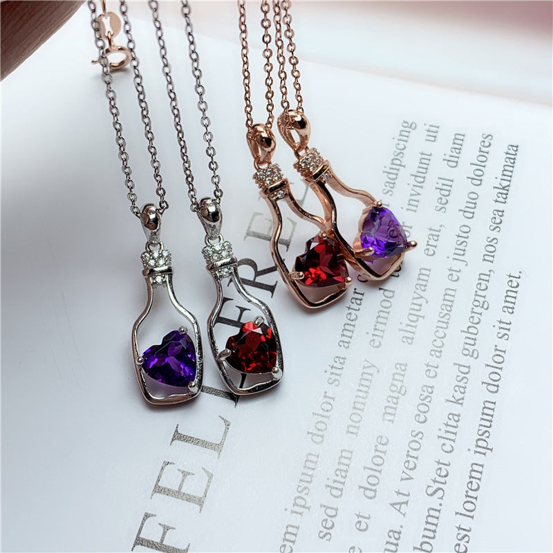 Message in a Bottle Birthstone Necklace