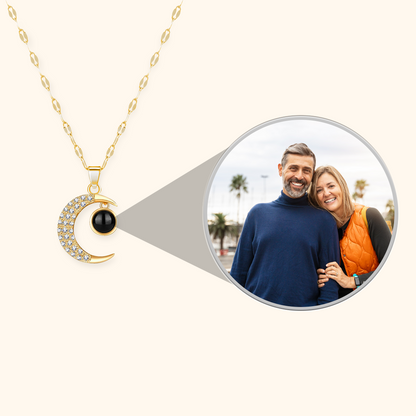 Crescent Moon Photo Projection Necklace