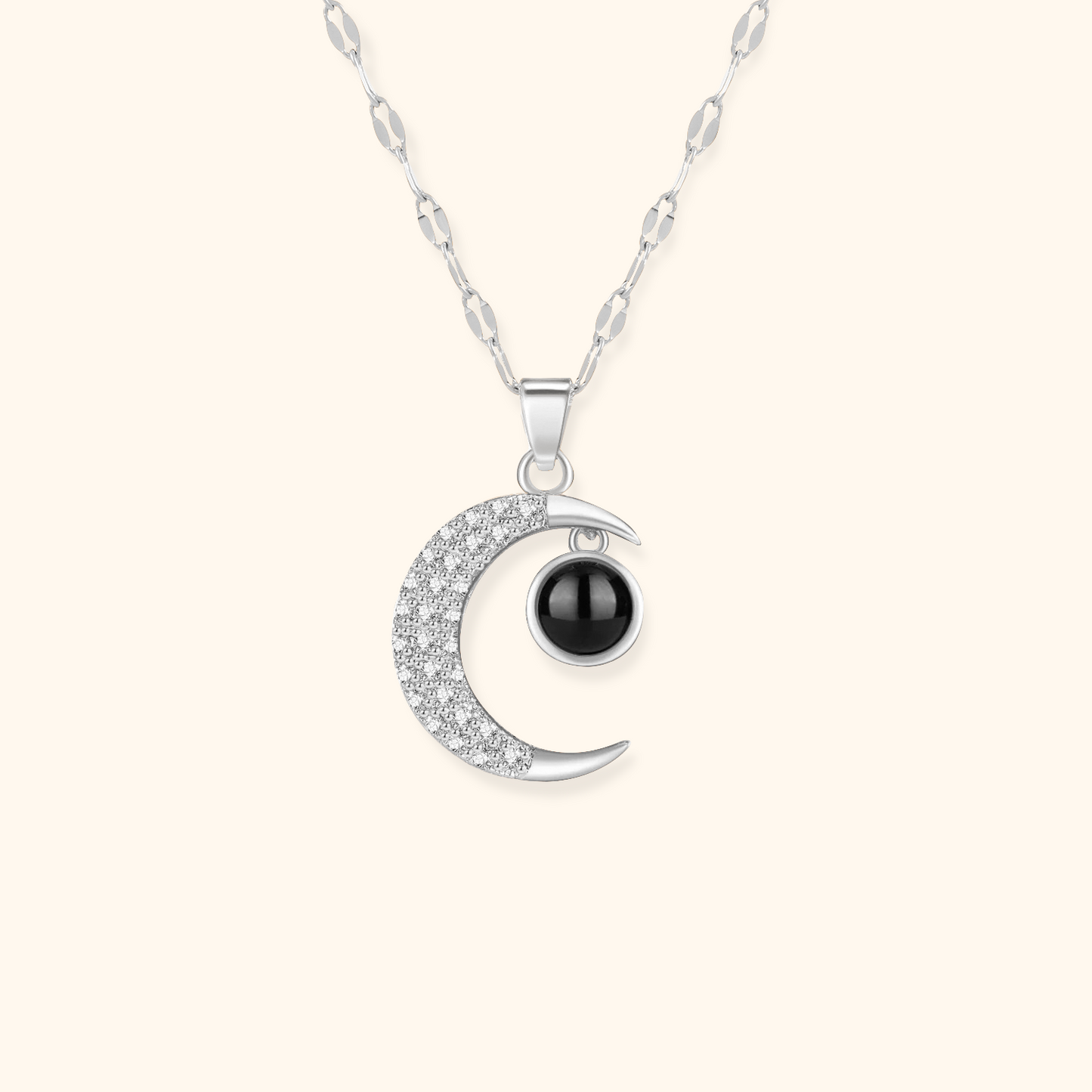 Crescent Moon Photo Projection Necklace